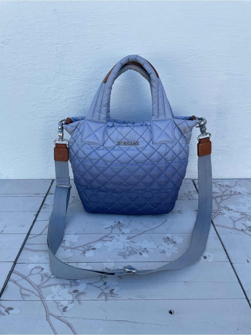 MZ Wallace Quilted Ombre Crossbody Tote in Lavender to Blue